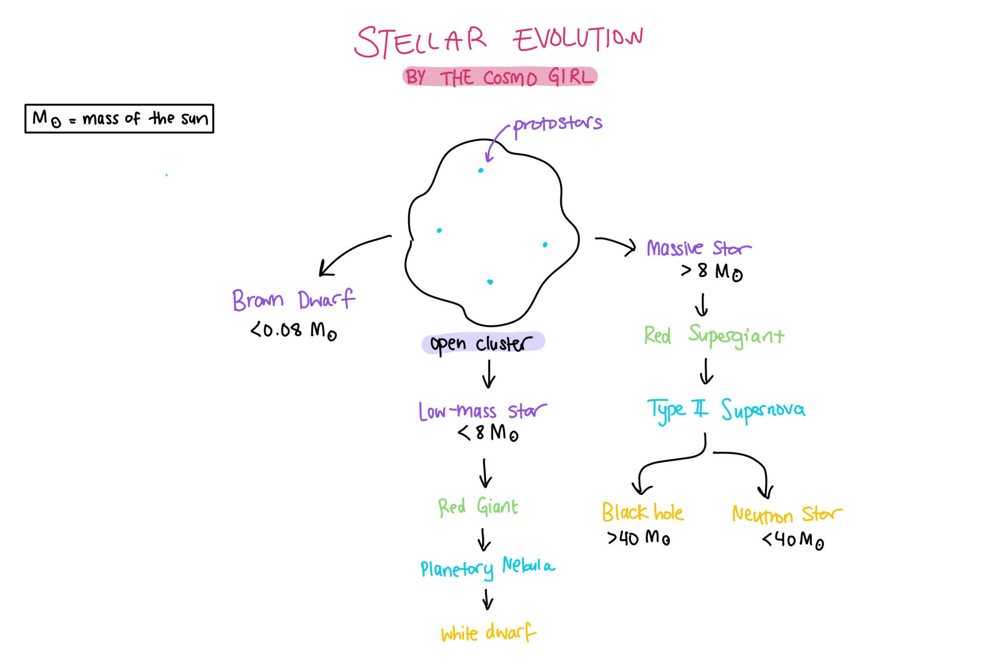 a visual representation of the evolution of a star